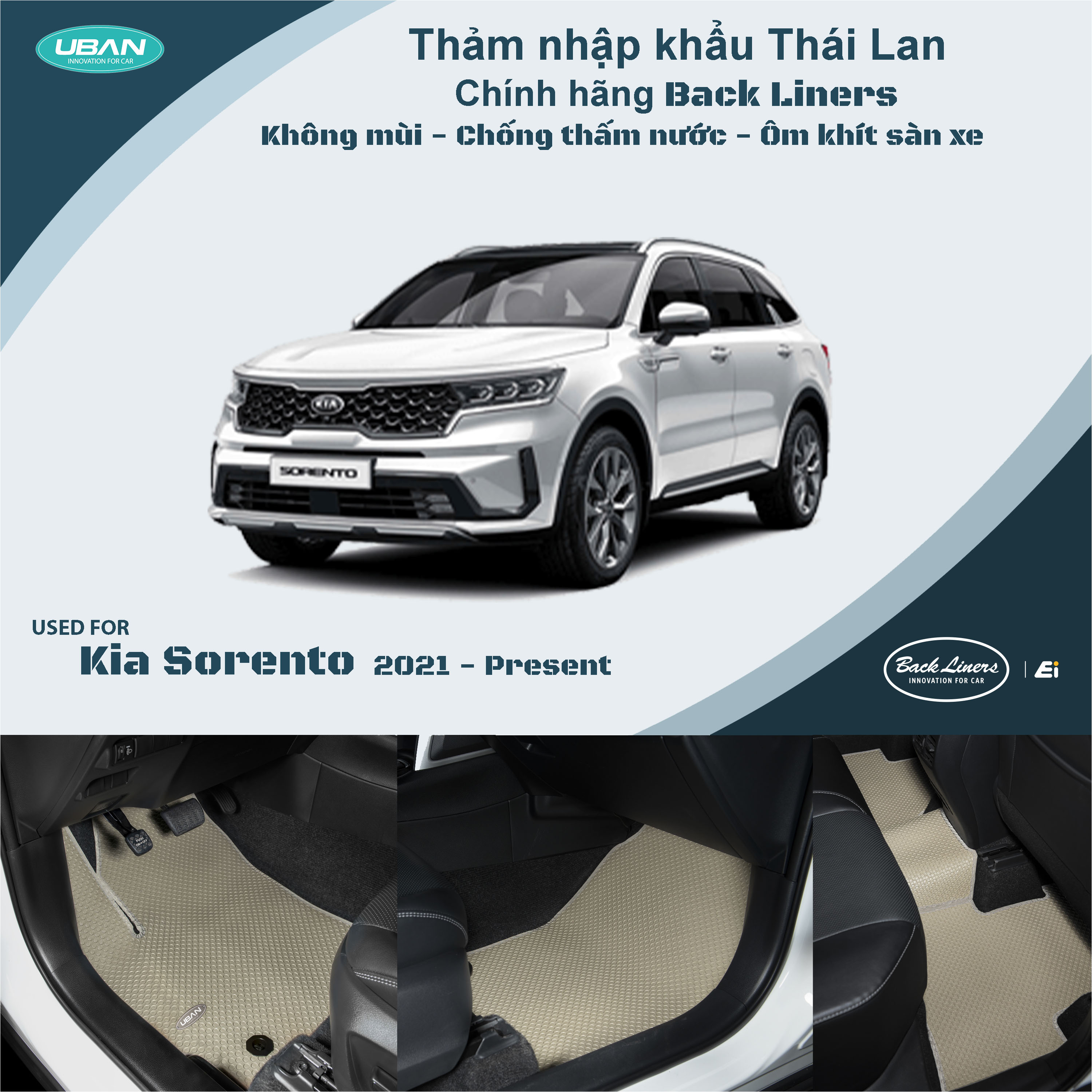 Thảm lót sàn ô tô UBAN cho xe Kia Sorento - Nhập khẩu Thái Lan