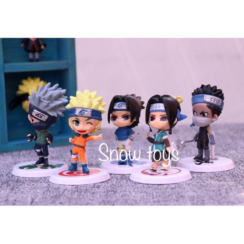 Mô hình Naruto - Set 6 nhân vật Uzumaki Naruto Uchiha Sasuke Haruno Sakura Hatake Kakashi Momochi Zabuza Haku - Cao 7cm