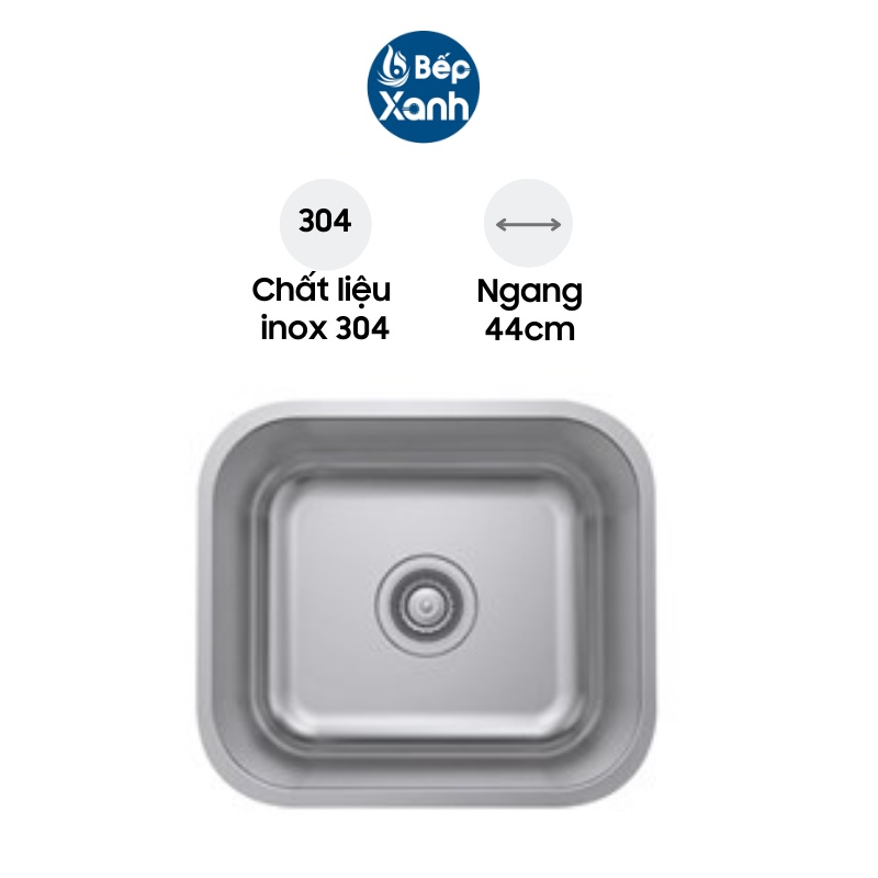 Chậu Rửa Chén Hafele HS20-SSN1R50 567.24.000 - Inox 304 - Ngang 44 cm - Hàng Chính Hãng