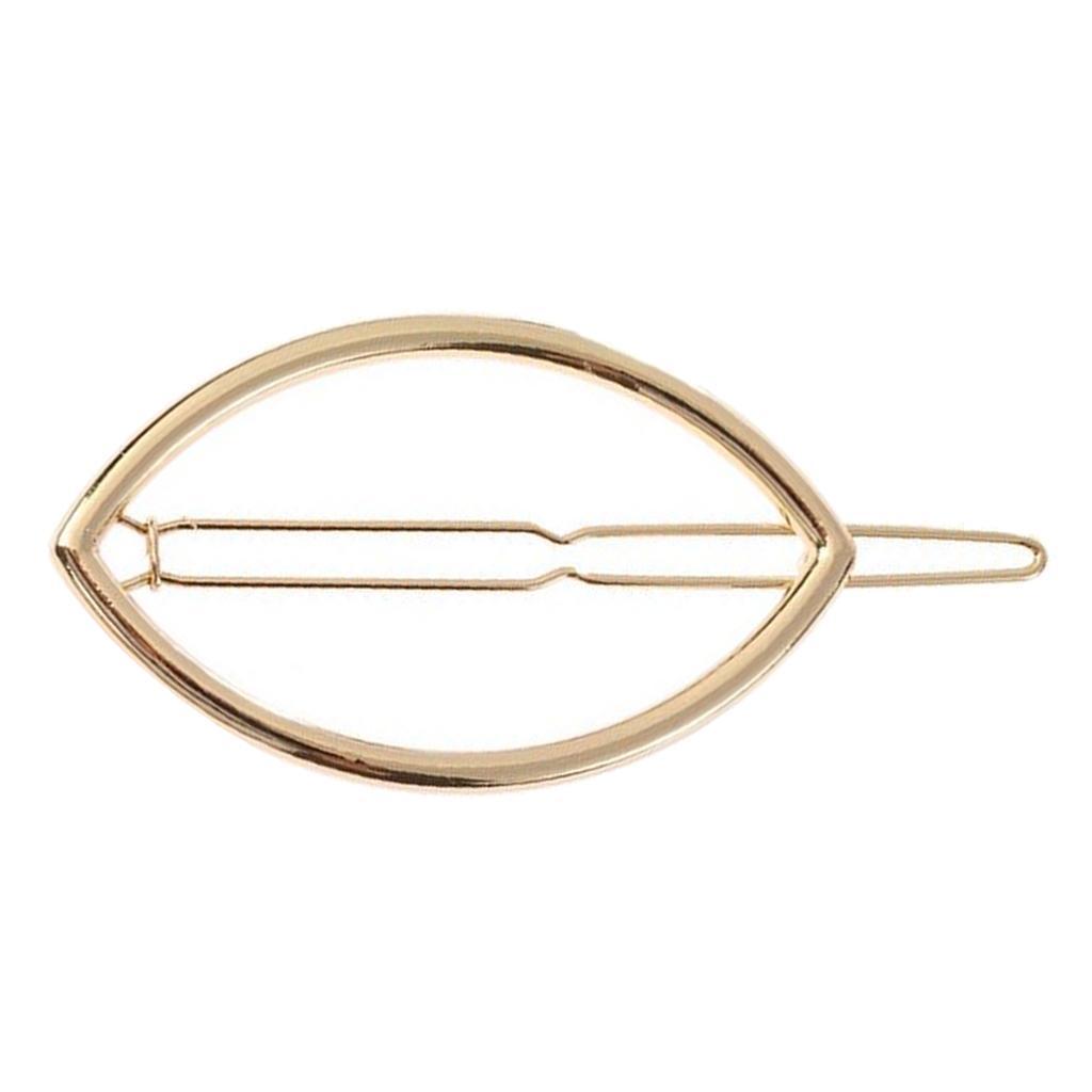2x Geometric Hairpin Clip Delicate Alloy Oval Snap Clip for Hair Ladies Hairstyle