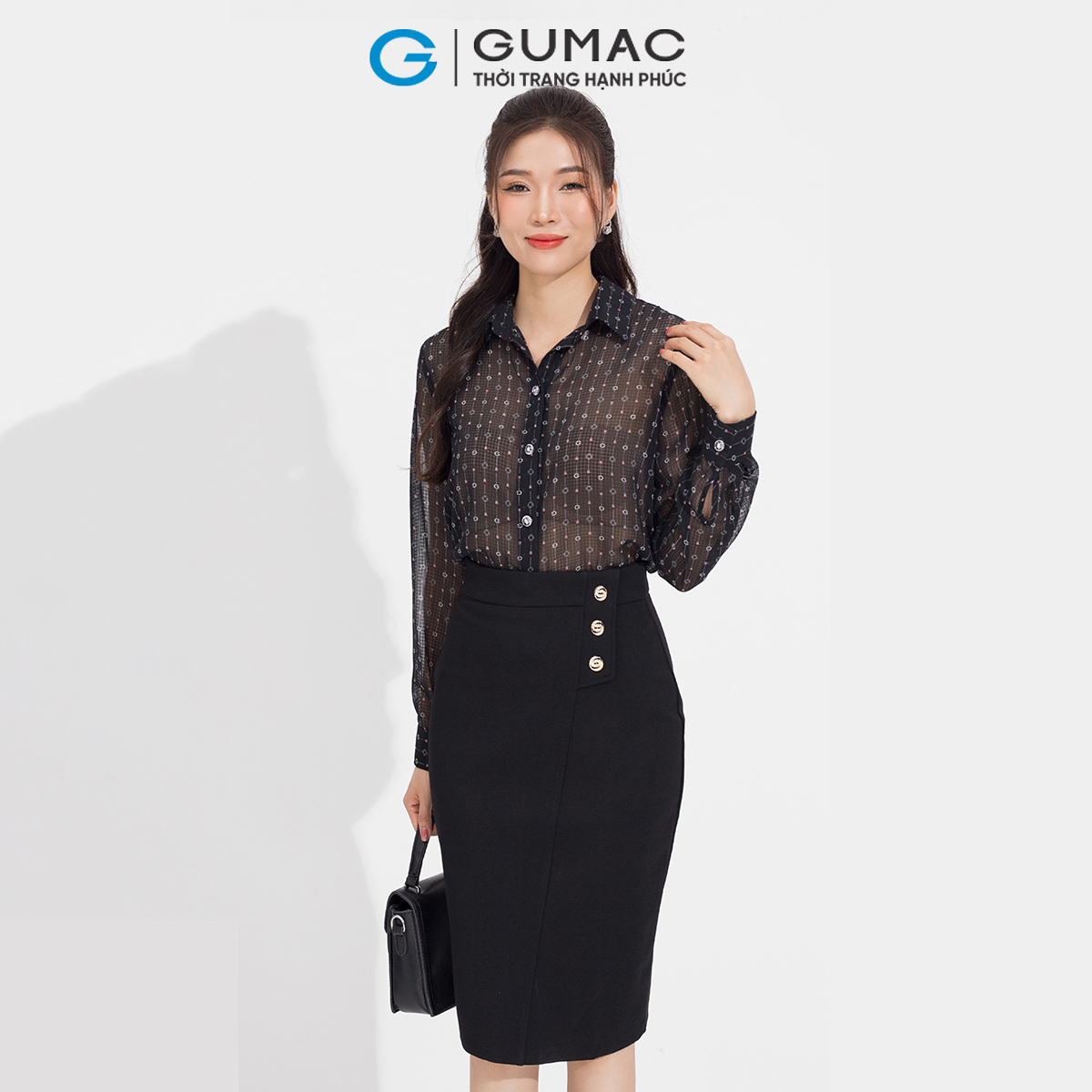 Áo họa tiết bèo đô GUMAC AD05067