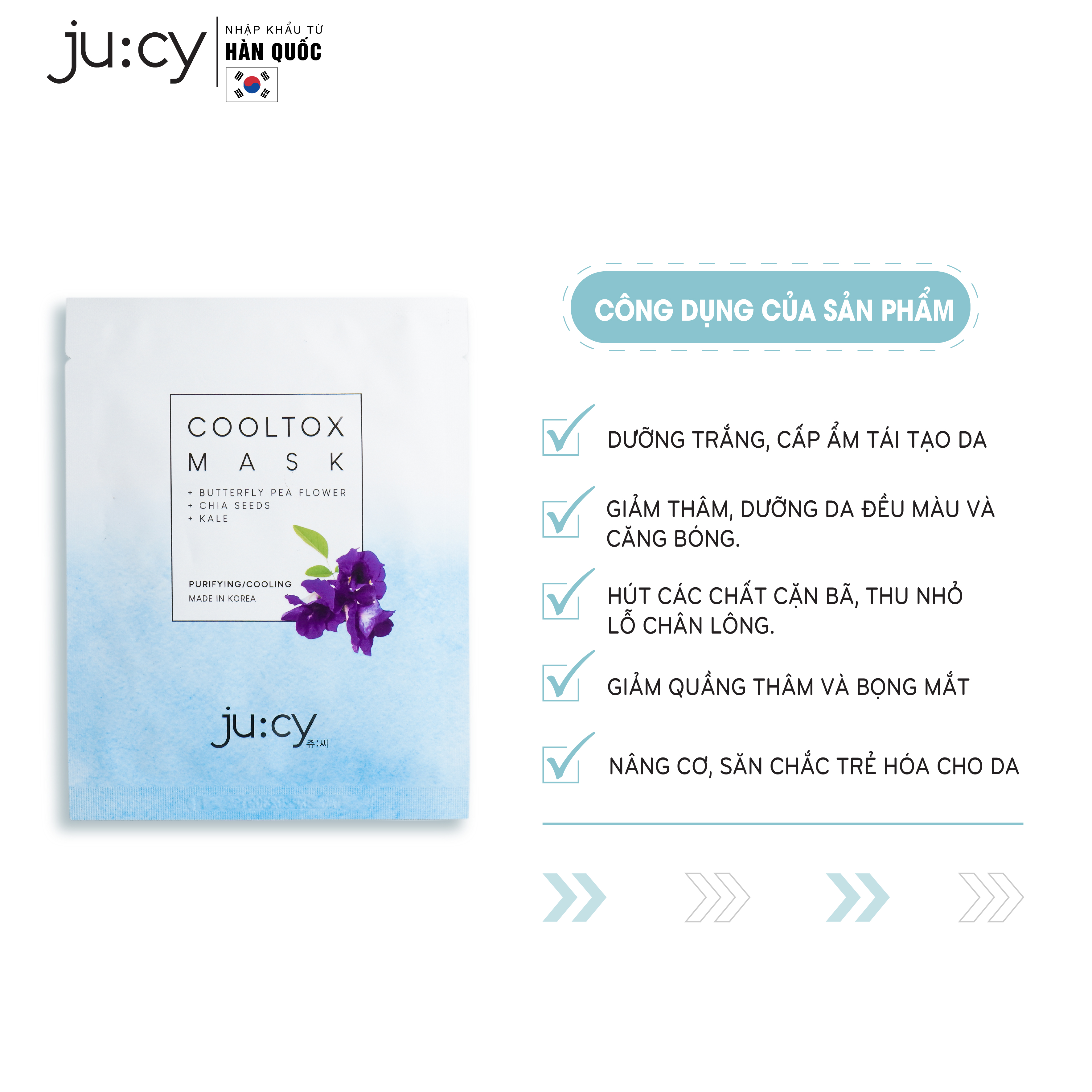 Combo 10 miếng Mặt nạ dưỡng trắng da cấp ẩm Hàn Quốc Ju:cy Cooltox Mask