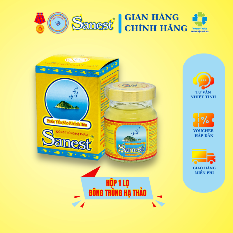 [Combo 15 lọ] Nước Yến sào Khánh Hòa Sanest Đông Trùng Hạ Thảo đóng lọ 70 ml