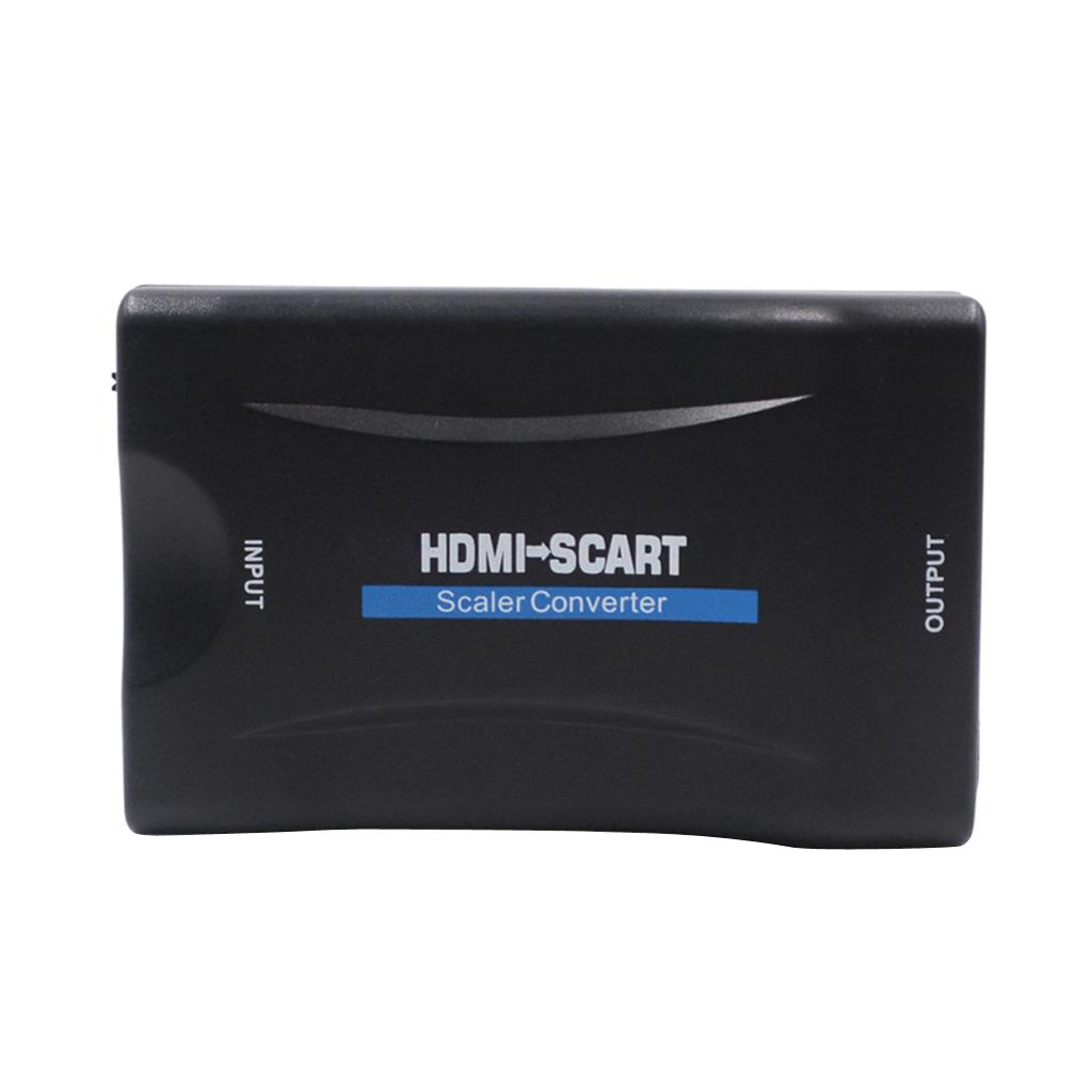 HDMI 1080p to Scart 60Hz HDMI Adapter Plug and Play Analog to Digital Converter Box Video Audio HDMI Scart Adapter Support PAL / NTSC for PS4 / PS3 / TV / DVD UK