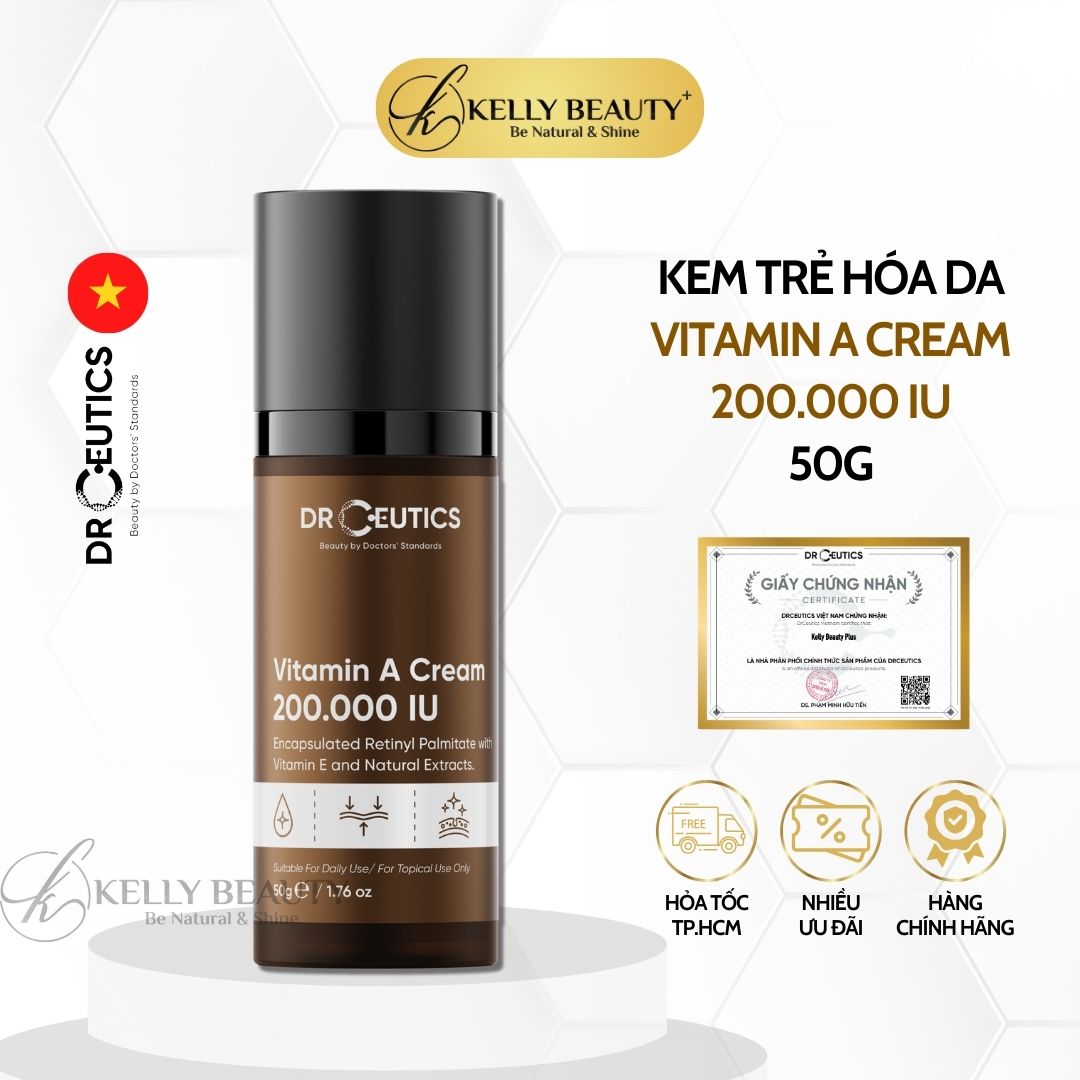 Kem Dưỡng Trẻ Hóa Da DrCeutics Vitamin A Cream 200.000 IU | Kelly Beauty