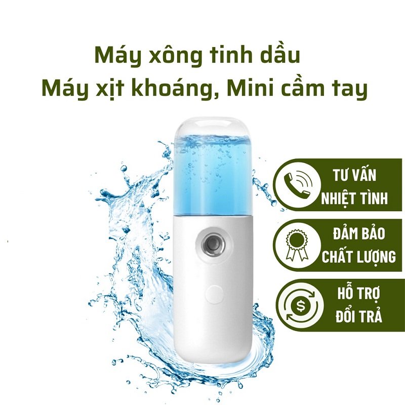 Máy Phun Sương Xông Mũi Tạo Độ Ẩm Cầm Tay Tặng kèm 20 Viên Xông Tinh Dầu Hương Tràm Bạc Hà Khuynh Diệp