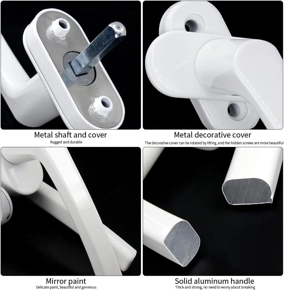 Tay nắm cửa sổ hợp kim nhôm, vít chìm, thanh kim loại, vỏ kim loại, tay nắm nhôm đặc, sơn gương, màu trắng