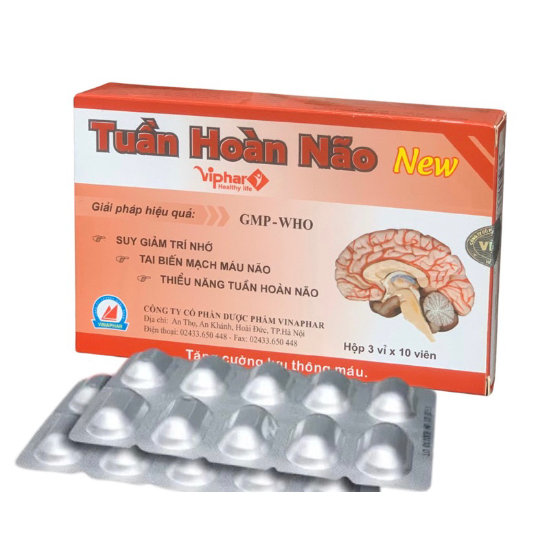 TUẦN HOÀN NÃO Viphar - Hộp 30 viên- Phòng ngừa tai biến mạch máu não , tăng cường trí nhớ