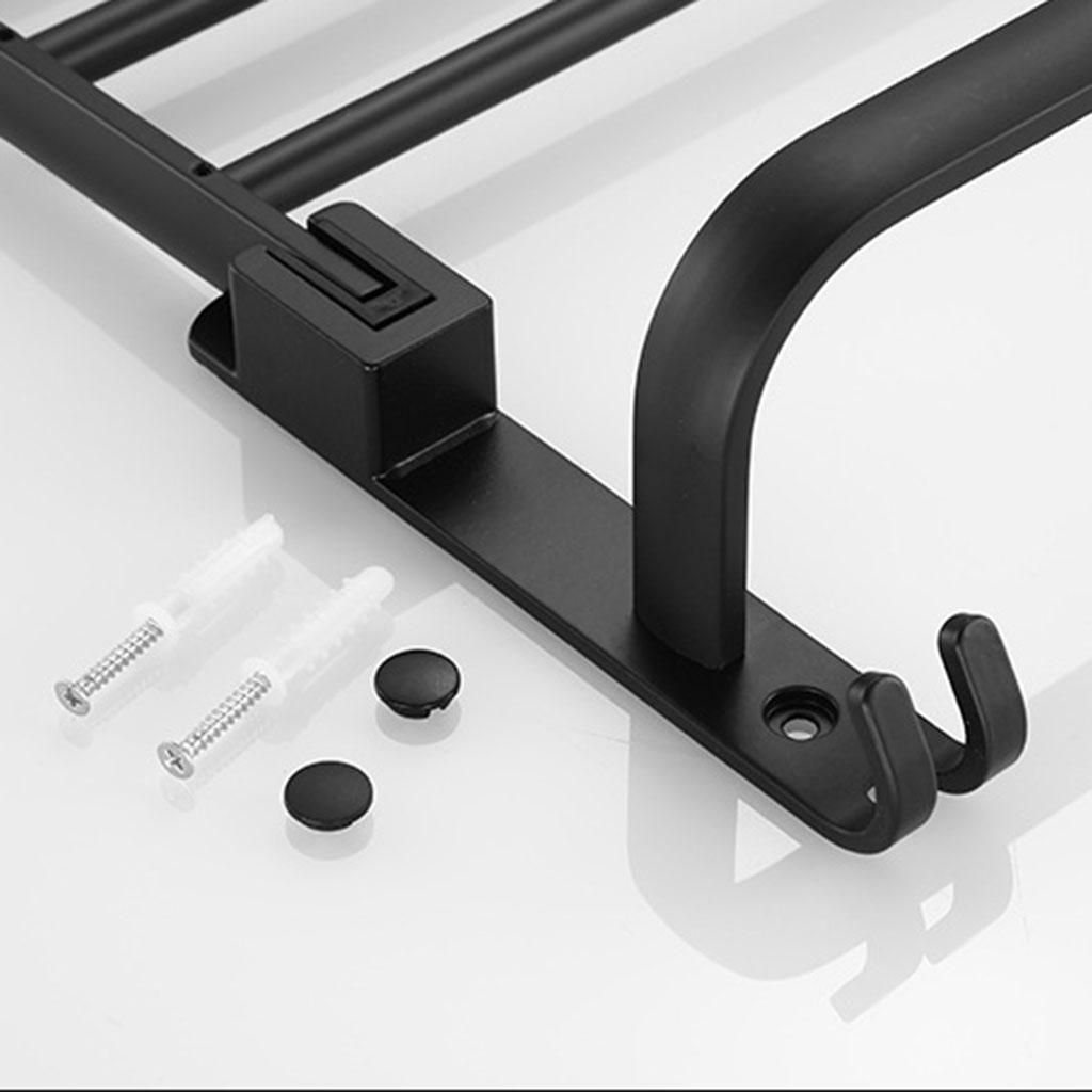 Towel Rack Modern Towel Shelf Wall Mounted Folding w/ Towel Bar Hanger