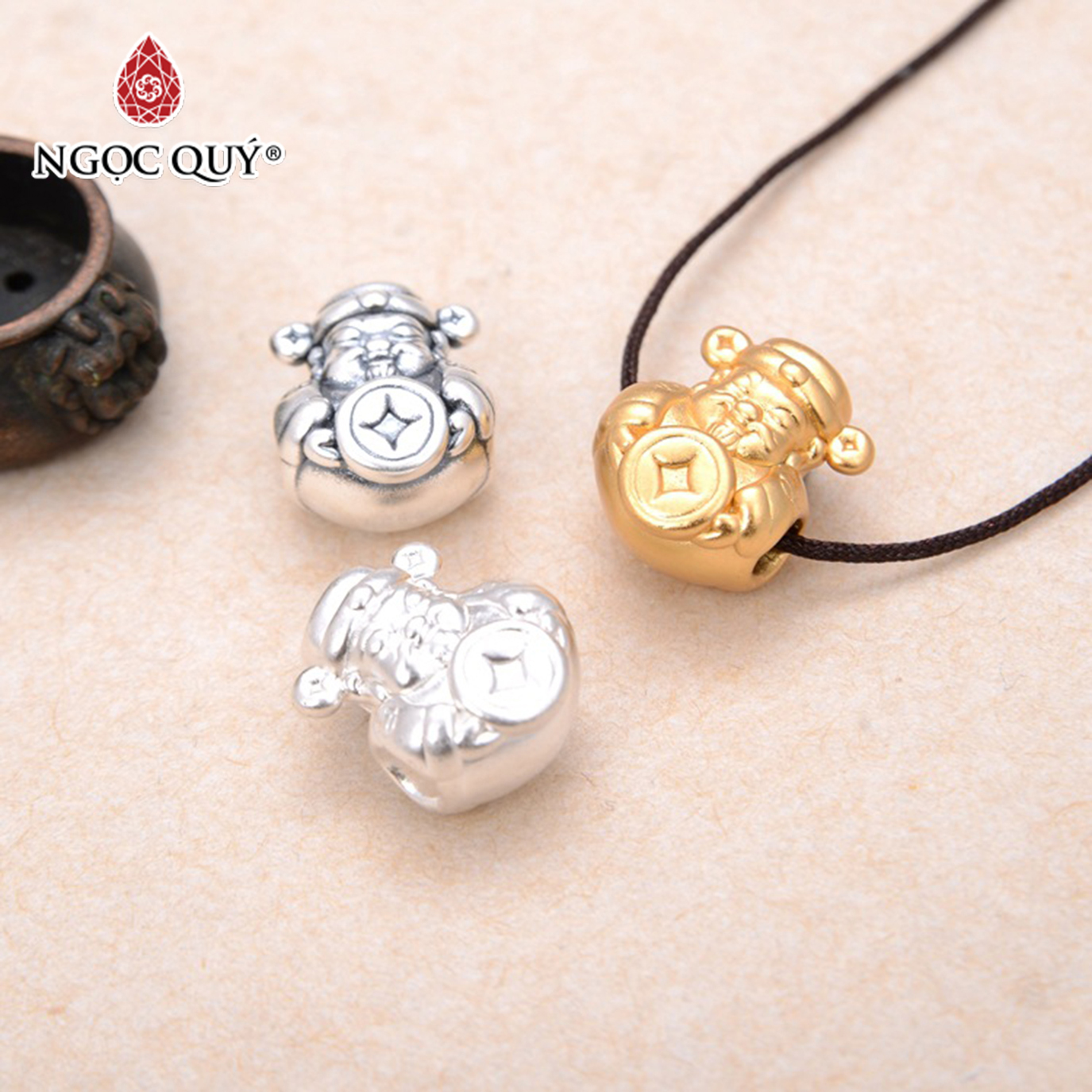 Charm bạc ông thần tài - Ngọc Quý Gemstones