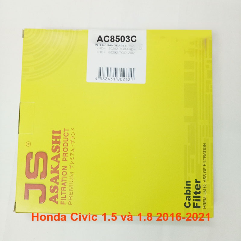 Lọc gió điều hòa cho xe Honda Civic 1.5 và 1.8 2016, 2017, 2018, 2019, 2020, 2021 80291-TF0-003 mã AC8503-4