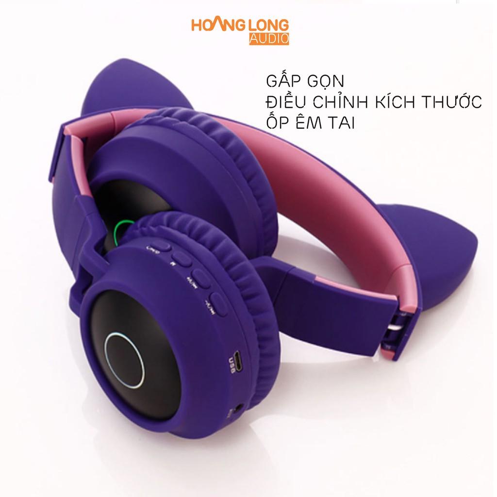 Headphone Tai Mèo Dễ Thương Có Mic, pin 400mAh nghe gọi rõ