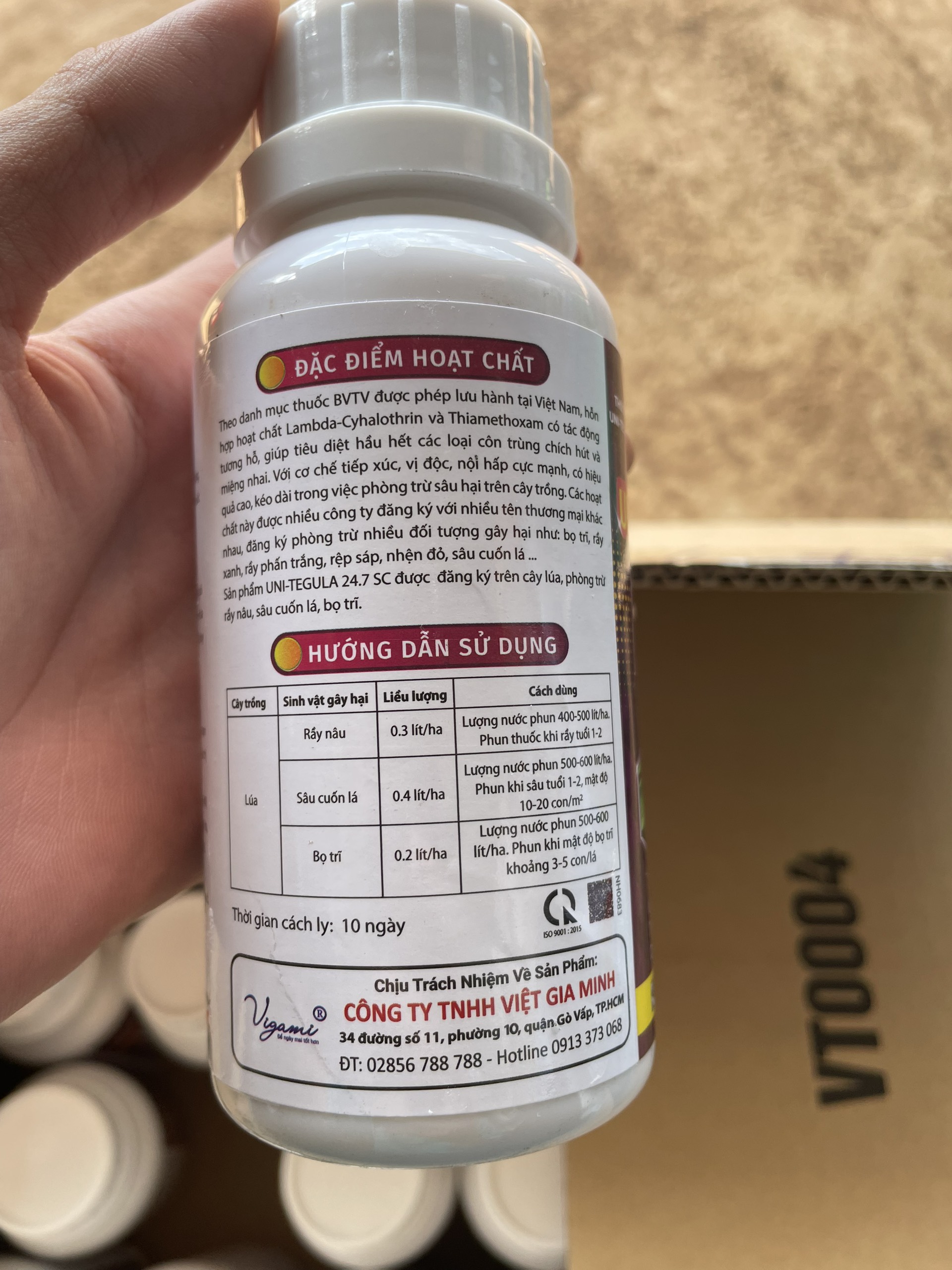 Thuốc trừ sâu VIGAMI UNI-TEGULA 24.7SC 200ml phòng trừ rầy nâu, sâu cuốn lá, bọ trĩ
