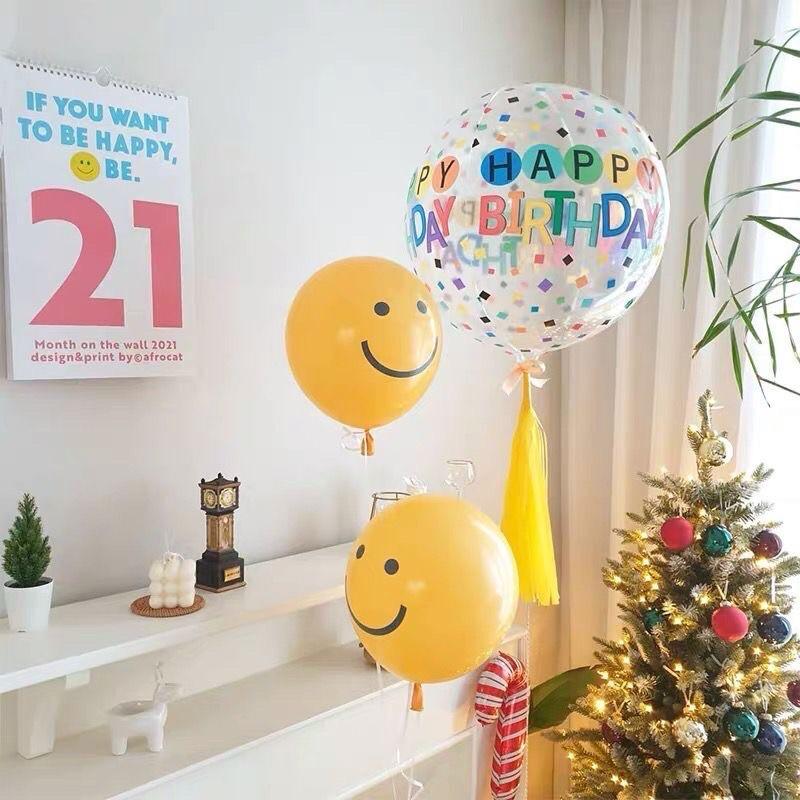 Bong bóng tròn mặt cười vàng Phong Cách Hàn Quốc trang trí sinh nhật