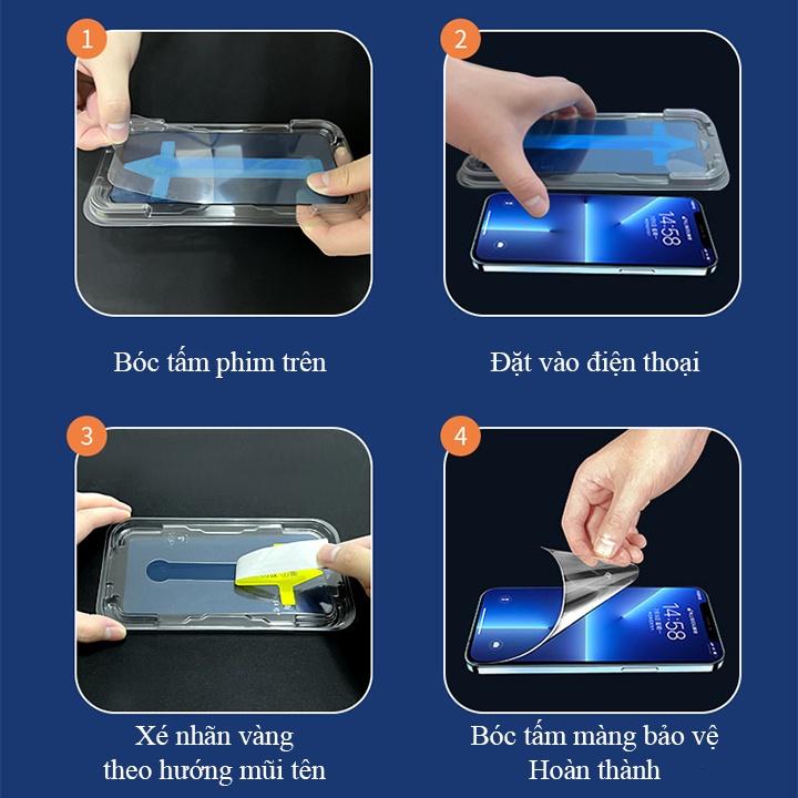 Kính Cường Lực dành cho iPhone khung viền tự dán, viền đen cực mỏng, chống bám bụi khi dán, siêu bền