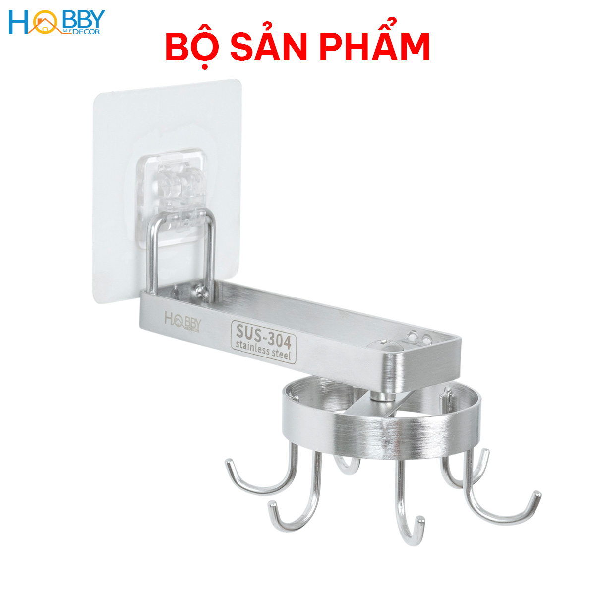 Giá móc treo muỗng vá đa năng xoay tròn inox 304 Hobby home decor MX6S