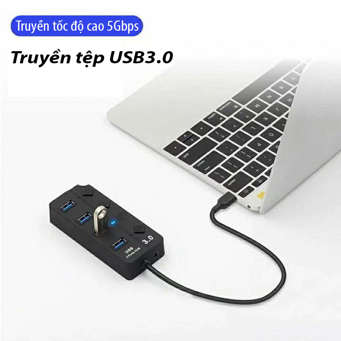 Bộ Chia Cổng USB 3.0 Hub 4 / 7 Cổng USB 3.0 Có Công Tắc H005 Kiếu Dáng nhỏ gọn giao hàng nhanh