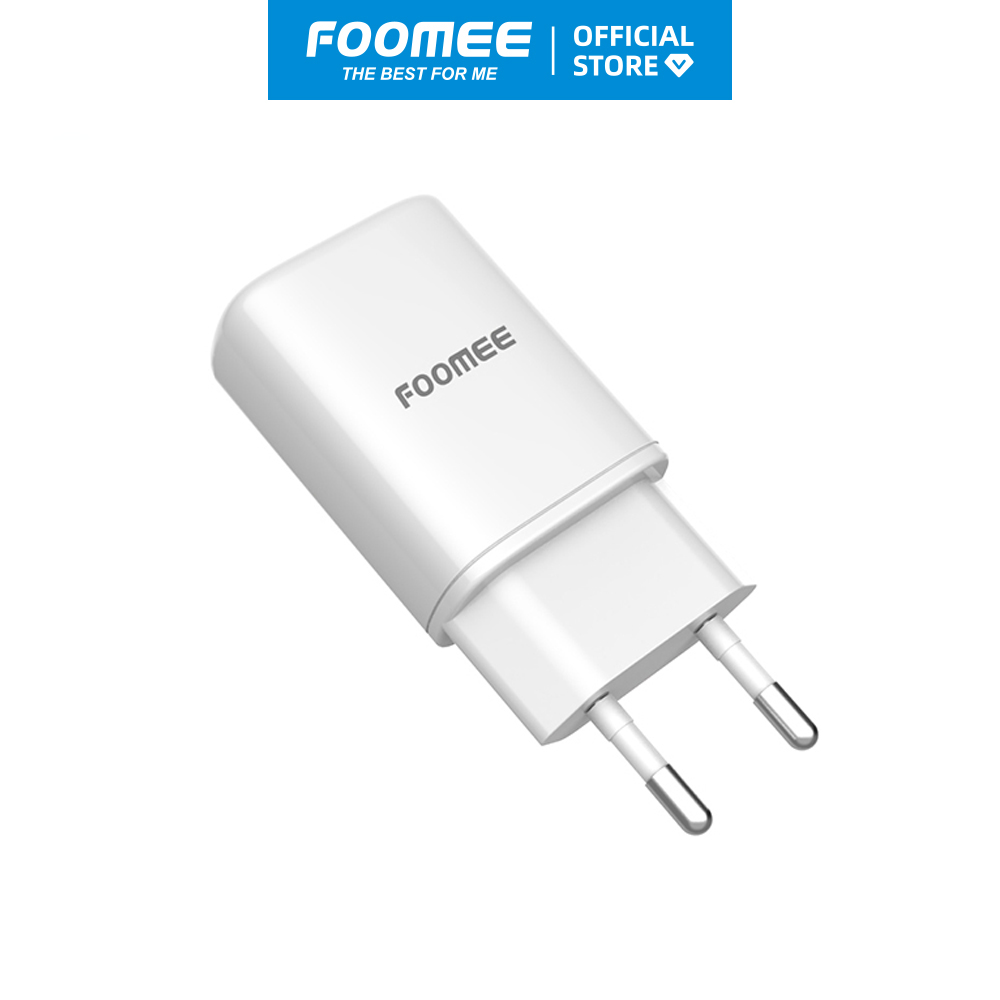 Củ Sạc 1 cổng USB FOOMEE CC25 - Màu Trắng/Đen - Sạc An Toàn Chịu Nhiệt Độ Cao - Hàng chính hãng