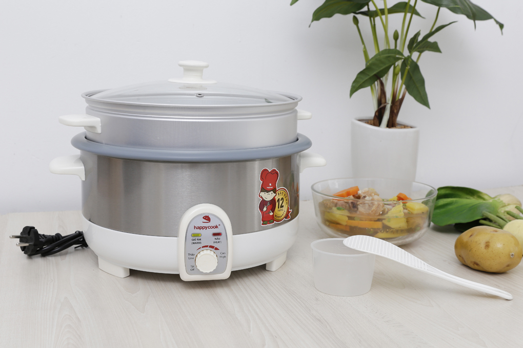 Nồi Lẩu Điện Có Xửng Happy Cook HCHP-350ST (3.5L) - Hàng Chính Hãng