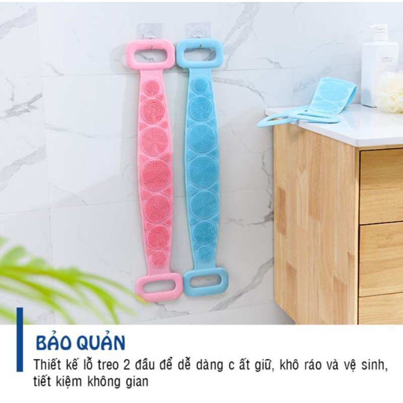 Dây Đai Tắm Chà Lưng Silicon, Đai Cọ Lưng Massage Silicon - Làm Sạch Da Loại Bỏ Da Chết - Hàng Chính Hãng MINIIN