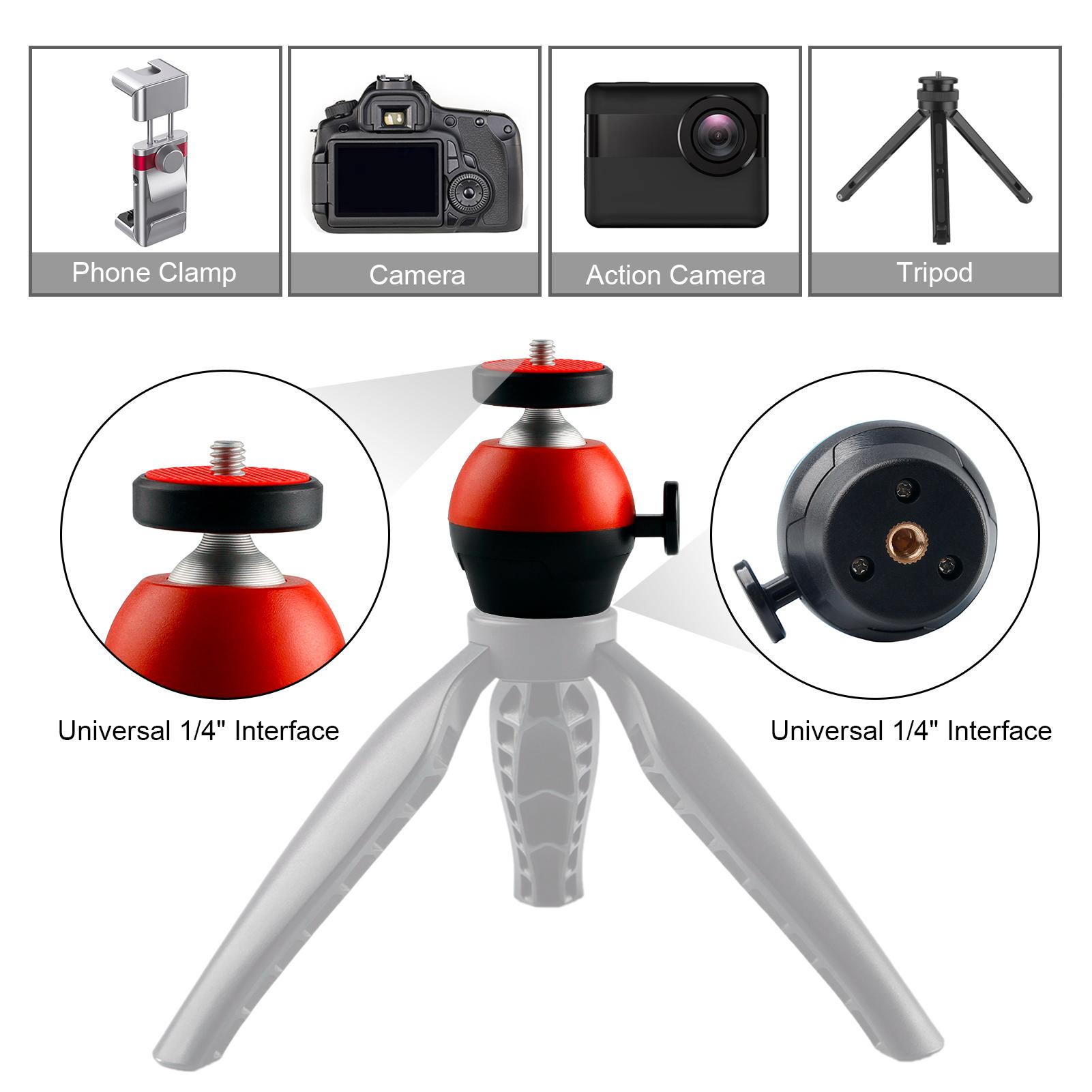 Giá đỡ chân máy ảnh đầu bi mini công nghệ CNC xoay 360 ° với giao diện 1/4 inch đa năng cho máy SLR DSLR