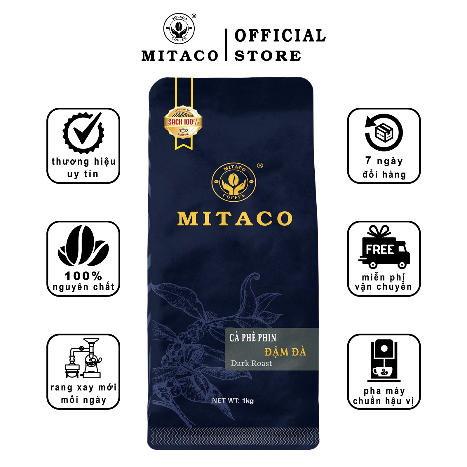 Cà Phê Pha Máy (ESPRESSO) MITACO COFFEE (Gói 1kg)