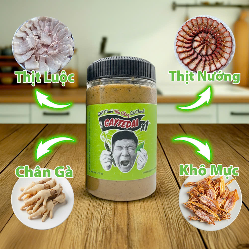 Sốt Muối Tiêu Chay Lá Chanh CayTeDai X1 - Sốt Ăn Liền Lâm Vlog Caytedai Hương Vị Chua Cay Mặn Ngọt Hài Hòa, Phù Hợp Ăn Vặt &amp; Bữa Chính