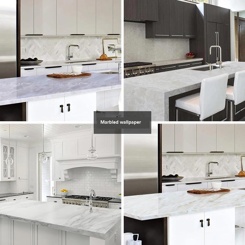 Miếng Dán Trang Trí Tường Chống Dầu Mỡ Họa Tiết Đá Cẩm Thạch