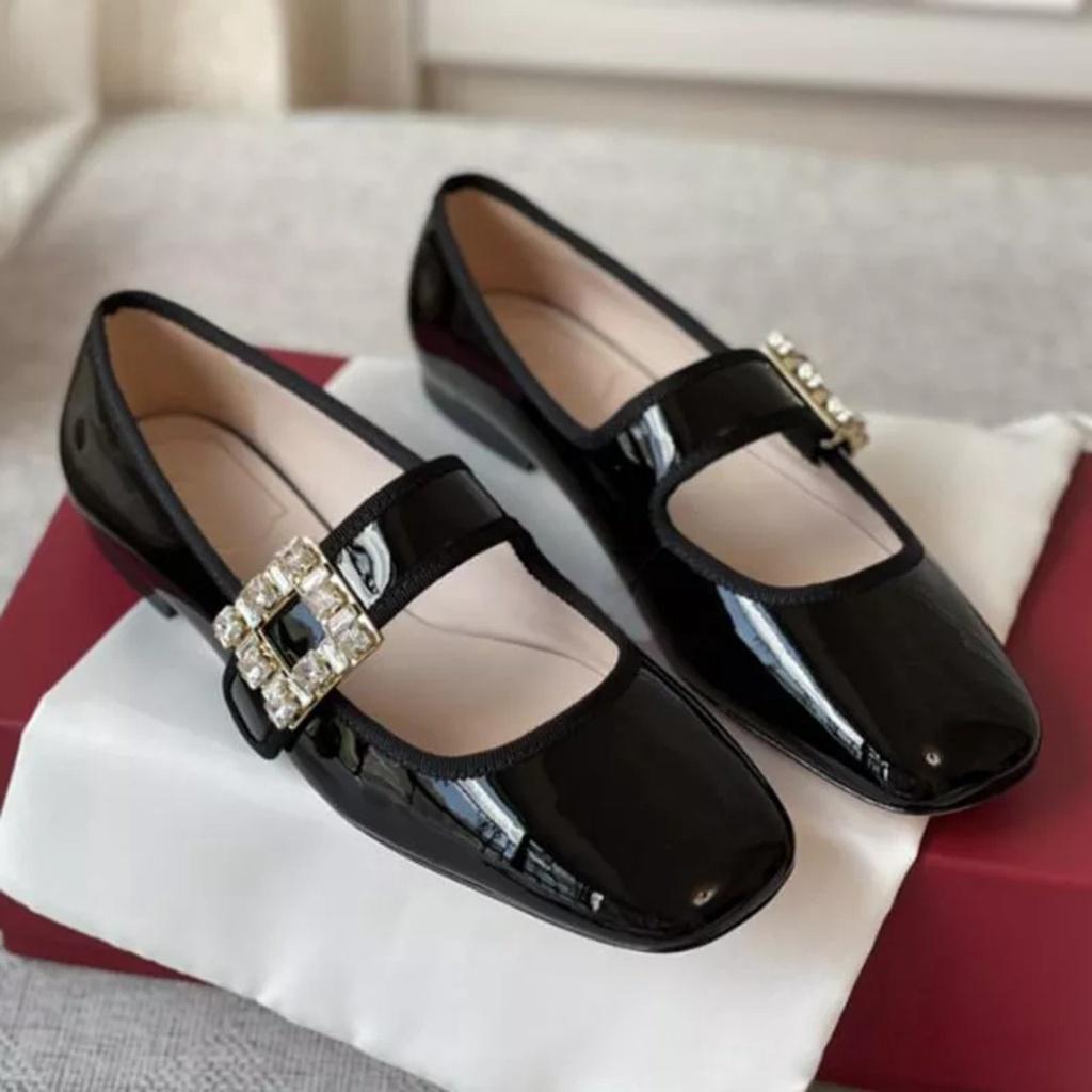 Giày marry búp bê khoá đá nhẹ nhàng da bóng siêu xinh- giày lolita (bệt đá