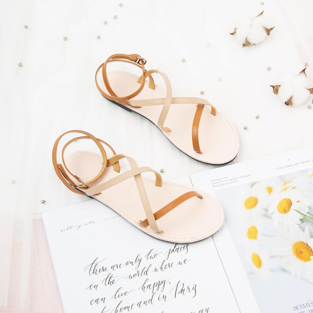 Giày sandal nữ quai mảnh dây đan MWC NUSD- 2834