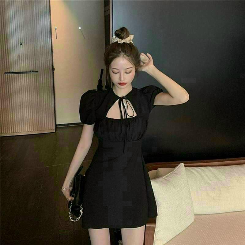 Đầm nữ thời trang ngực nhún cổ cột nơ cut out chất vải mango lụa mềm mại LIMA DRESS