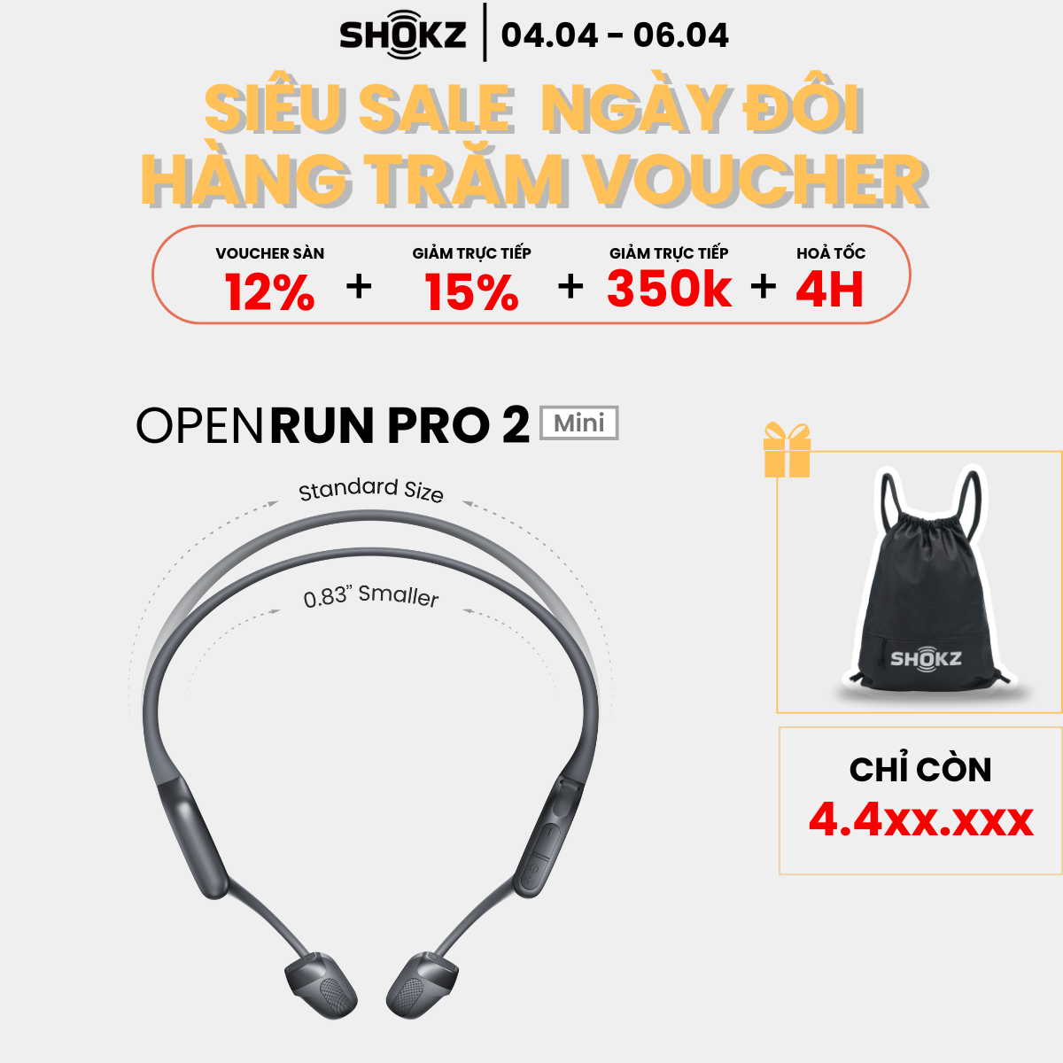 [MỚI] Tai Nghe Bluetooth Thể Thao Truyền Âm Thanh Qua Xương SHOKZ OPENRUN PRO 2 - Mini S821 - Bảo Hành 2 Năm - Hàng Chính Hãng