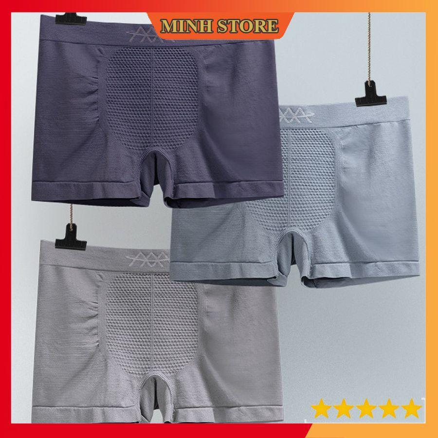 Quần lót nam boxer dệt kim 3A, Quần sịp đùi nam boxer cotton thoáng khí thời trang 43-75 kg (che tên) SA01 - Minhstore66