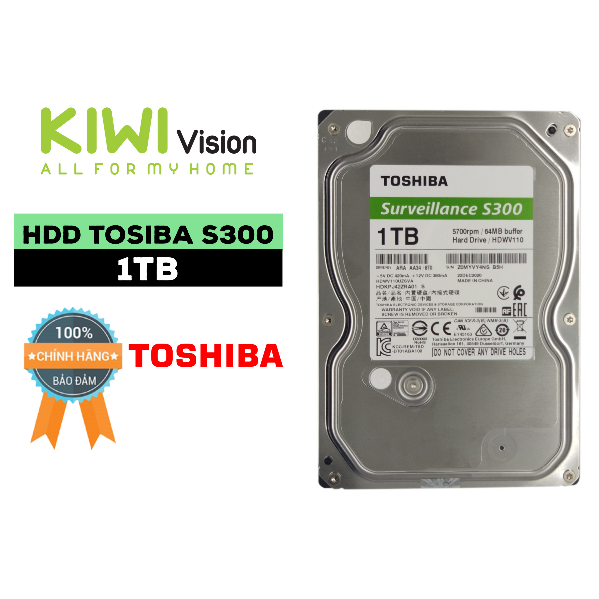 Ổ Cứng Toshiba 1T chính hãng bảo hành 2 năm chuyên dùng cho máy tính và camera
