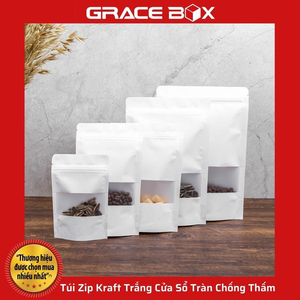 Túi Zip Kraft Trắng Cửa Sổ Tràn Chống Thấm