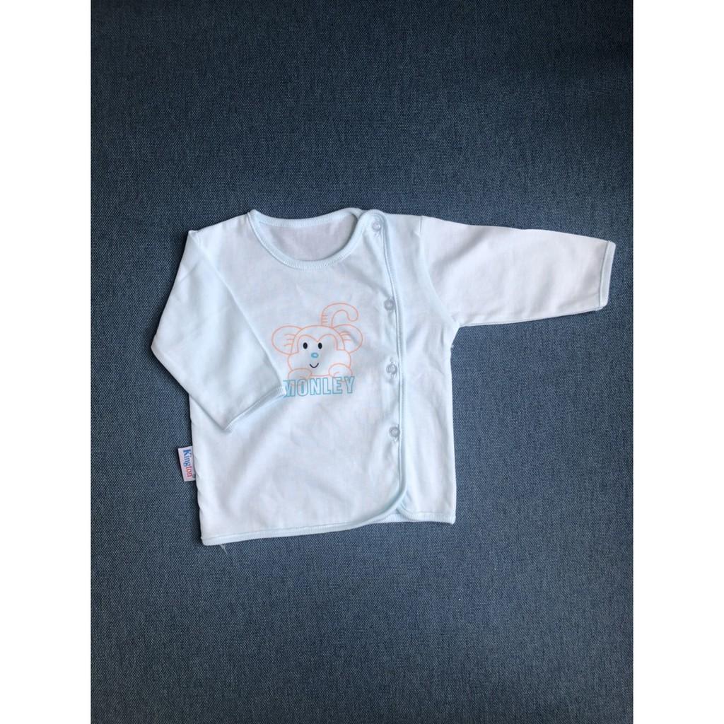Áo sơ sinh cotton tay dài màu cài vai , quần áo trẻ em chất lượng