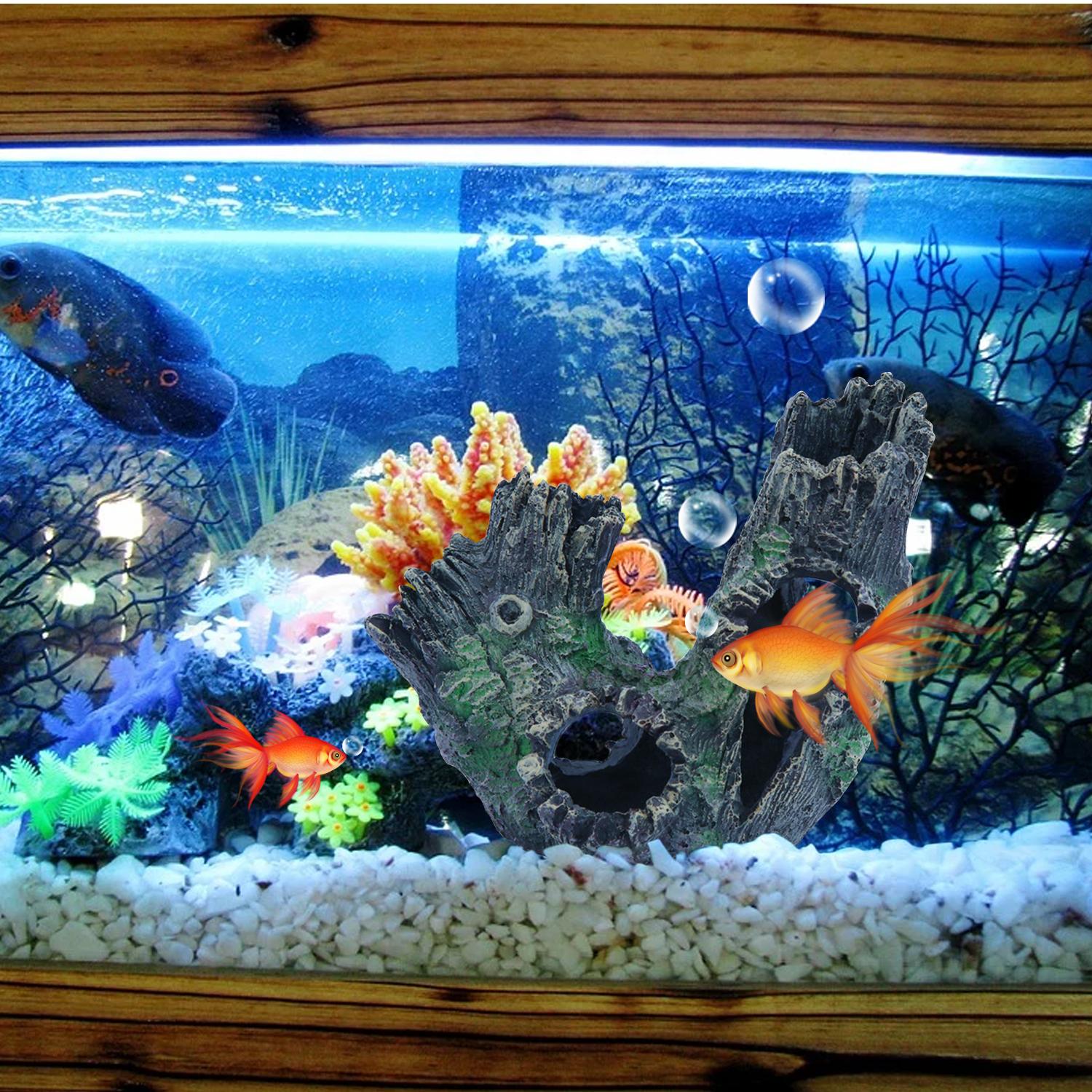 Đồ trang trí hồ cá hình thân cây gỗ bằng nhựa