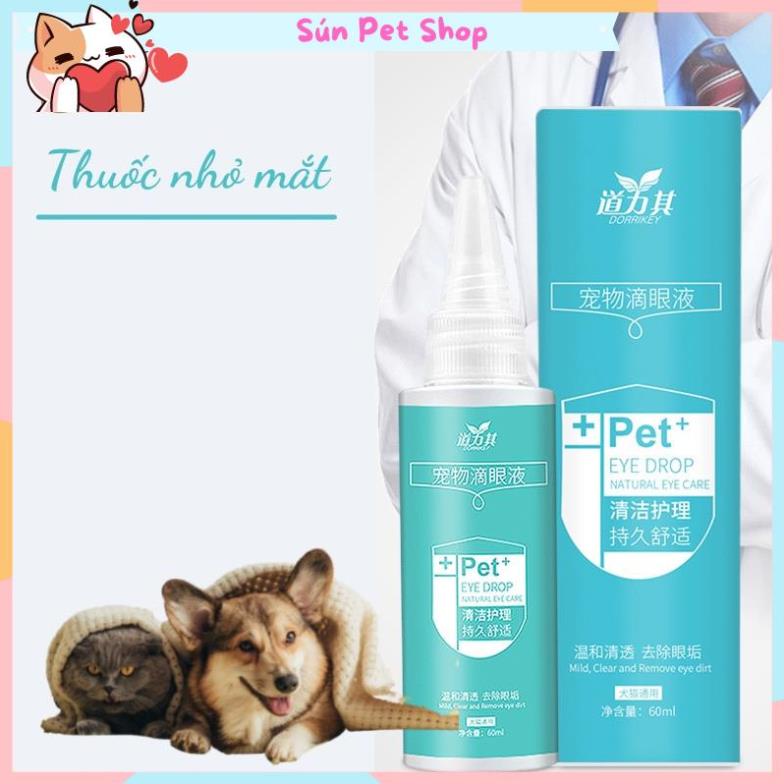 Dung dịch vệ sinh mắt cho chó mèo Dorrikey 60ml (Lọ nhỏ mắt, làm sạch mắt)