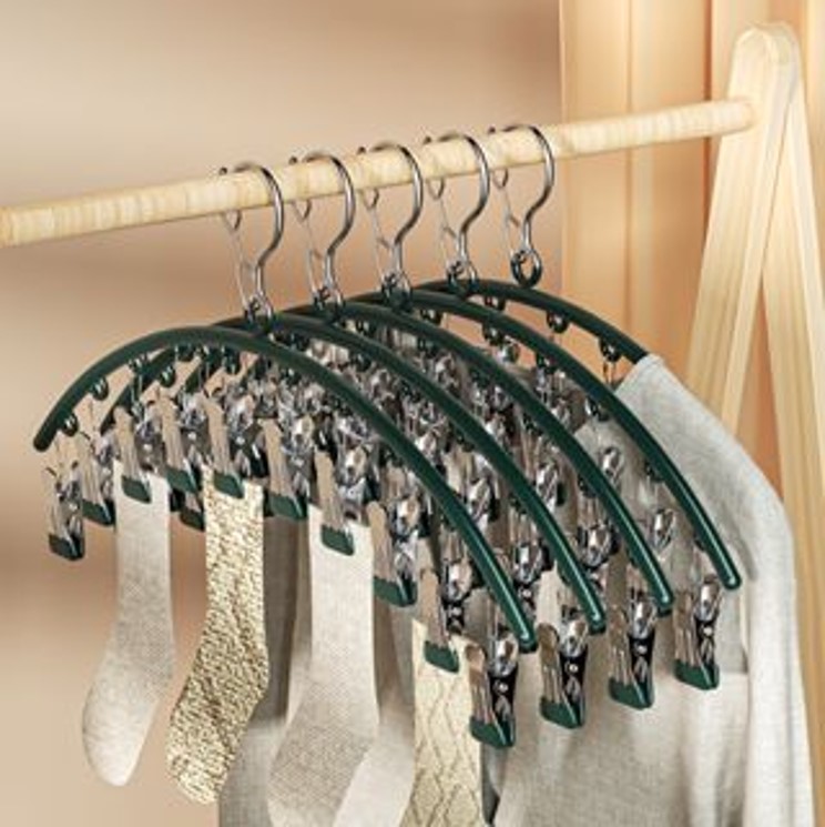 Móc kẹp treo đồ lót, móc kẹp treo quần áo 10 kẹp, móc phơi đồ đa năng, gấp gọn,