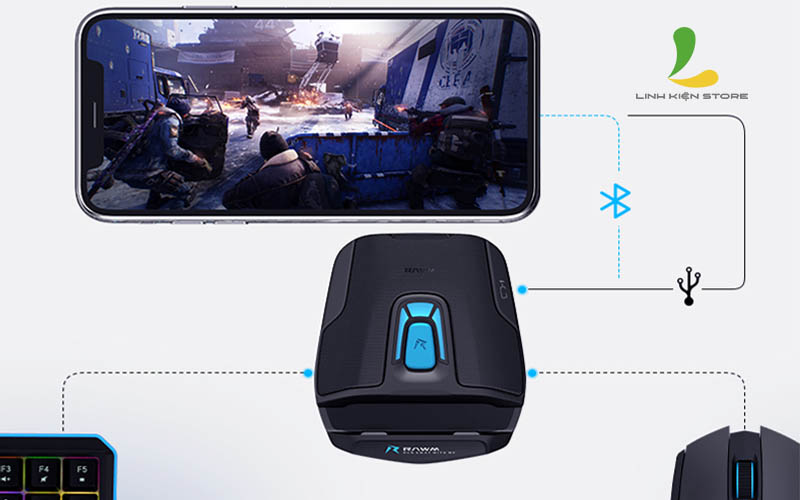 Rawm shell pro - Bộ chuyển đổi chơi game kết nối Bluetooth 5.0 , hỗ trợ sạc điện thoại - Hàng Nhập Khẩu