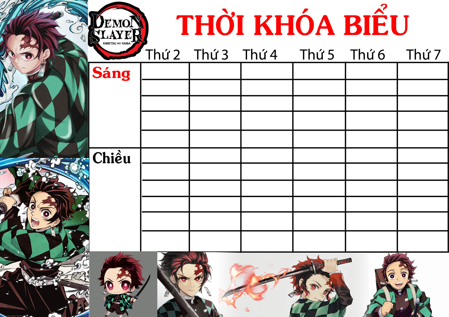 COMBO 5 THỜI KHOÁ BIỂU Kimetsu no Yaiba nhiều mẫu khasc nhau 15x21cm