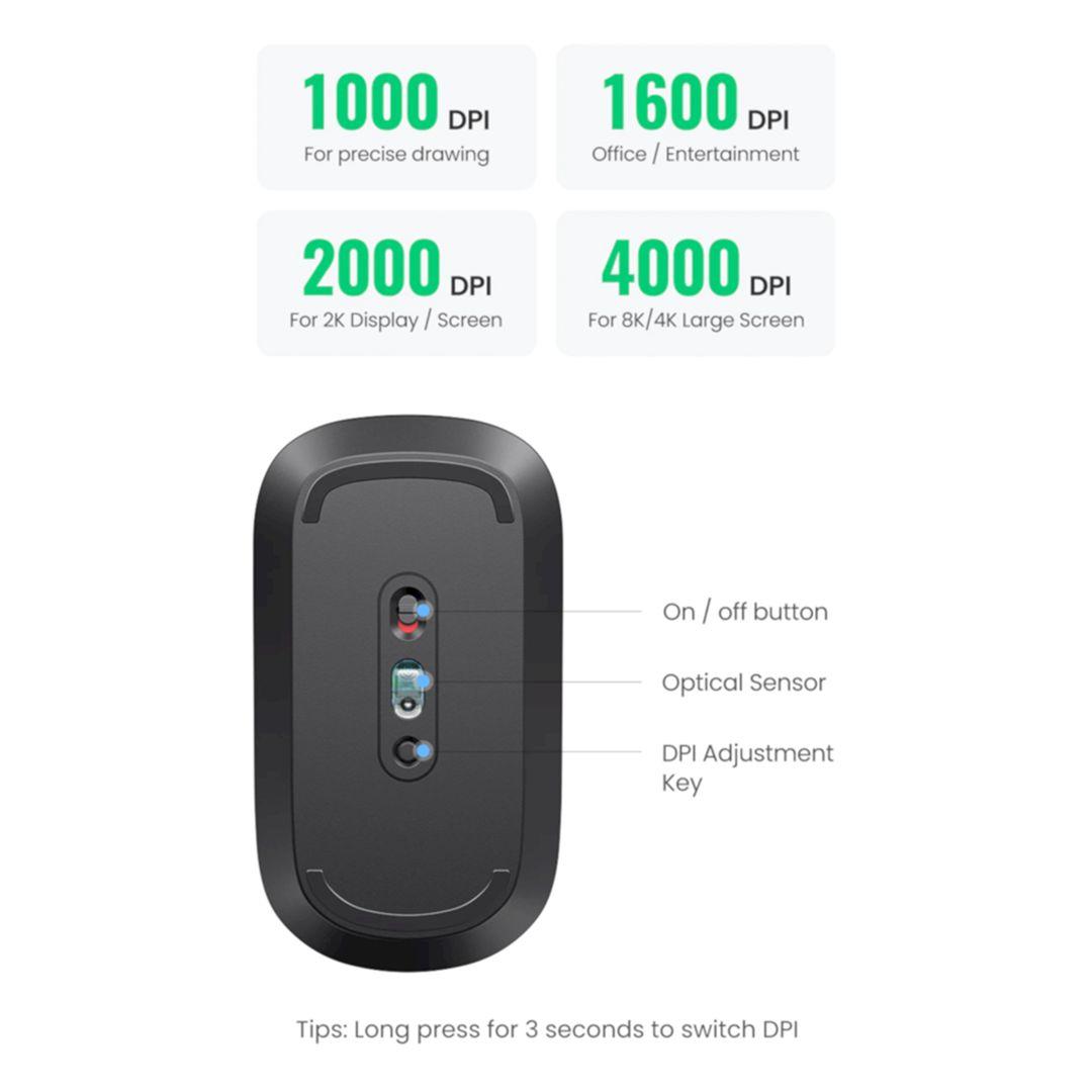 Ugreen UG90373MU001TK 4000dpi 10M 2.4g Màu Xám Chuột không dây - HÀNG CHÍNH HÃNG