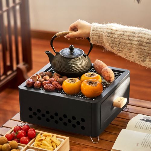 Combo bếp nướng BBQ đen cao cấp kèm than tre nén 3kg ít khói, an toàn, tiện lợi di chuyển kèm quà