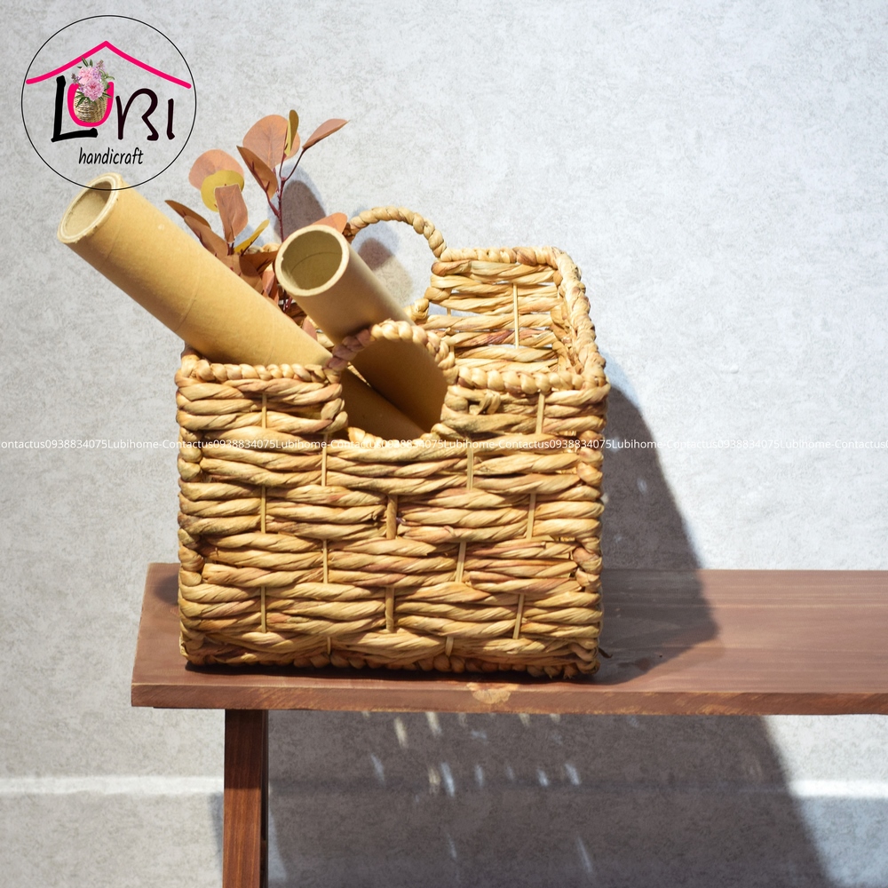 Lubihandicraft - Sọt đựng đồ đan lục bình hình chữ nhật bầu đáy - xinh xắn, bền chắc
