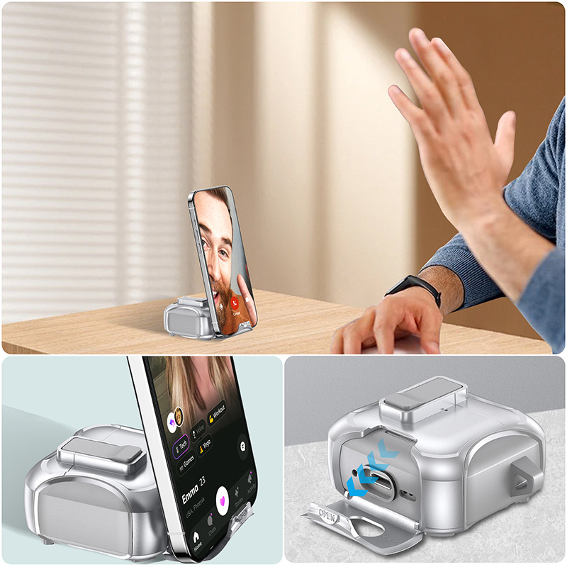Ốp Case có chân đế đỡ điện thoại, Khóa Nắp, Hỗ trợ sạc ko dây cho Airpods 3 - Hàng Chính Hãng