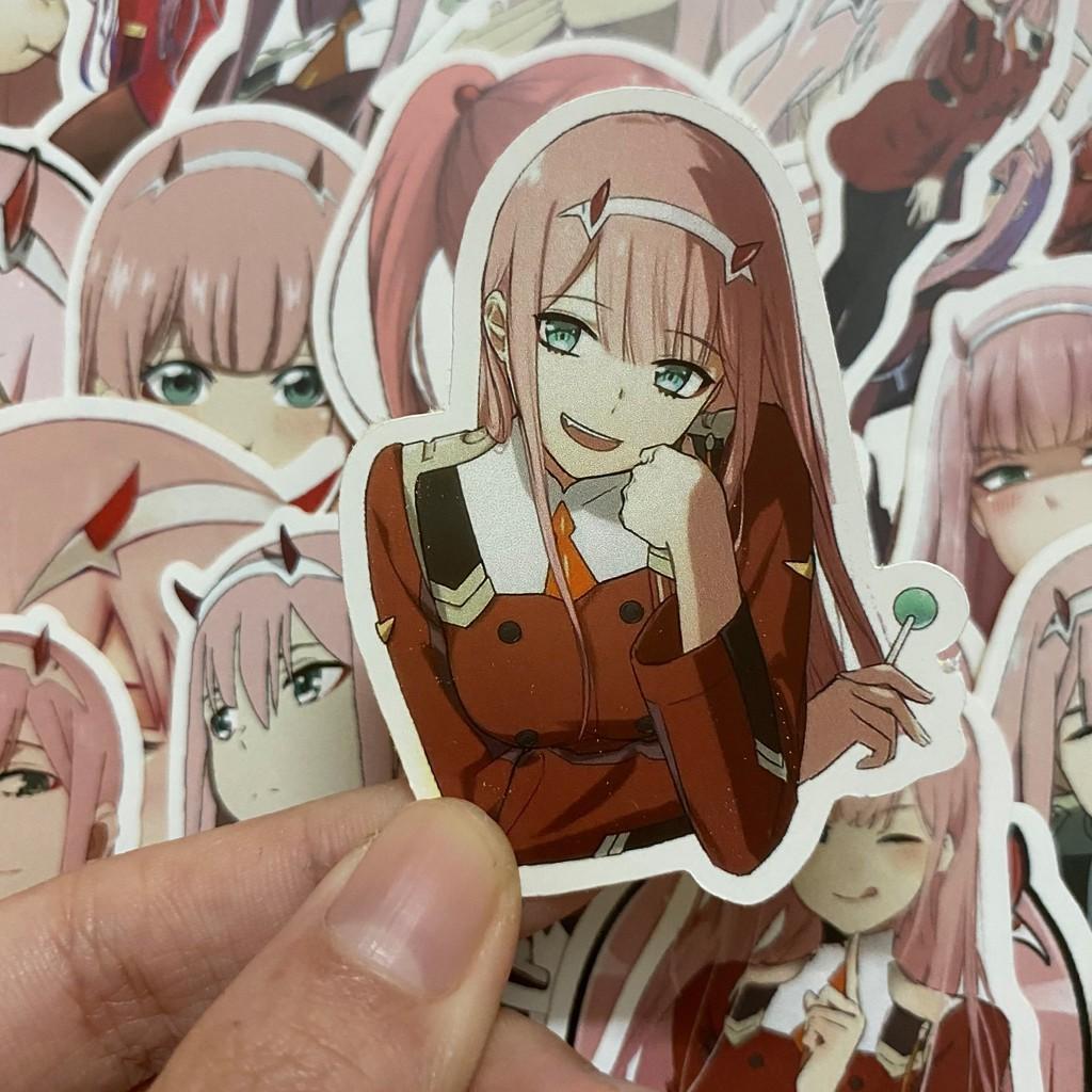 Bộ hình dán - sticker anime Zero Two - Darling in the Franxx dán trang trí laptop,máy tính bỏ túi,vali,điện thoại