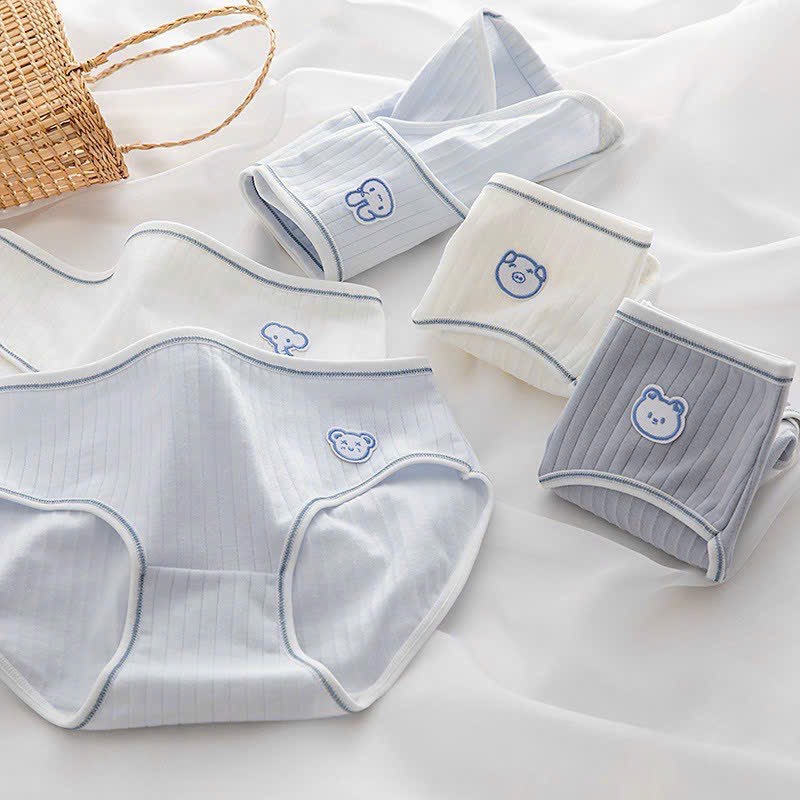 Combo 5 Quần Lót Nữ cotton kẻ sọc - Quần lót họa tiết động vật dễ thương, đáy may kháng khuẩn cao cấp thương hiệu BAW G02