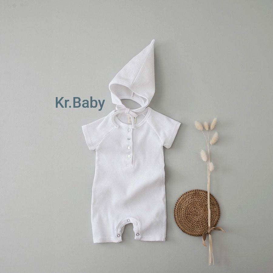 Set Jumpsuit cotton gân hè + mũ chóp made in Korea