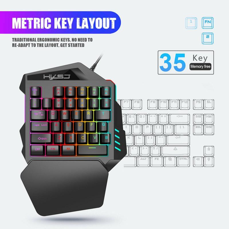 Không Khí Mini Chuột Một Tay Cơ Bàn Phím Và Chuột Chơi Game RGB Backlit Di Động Điều Khiển Chơi Game Cho Máy Tính PS4 xbox Game Thủ
