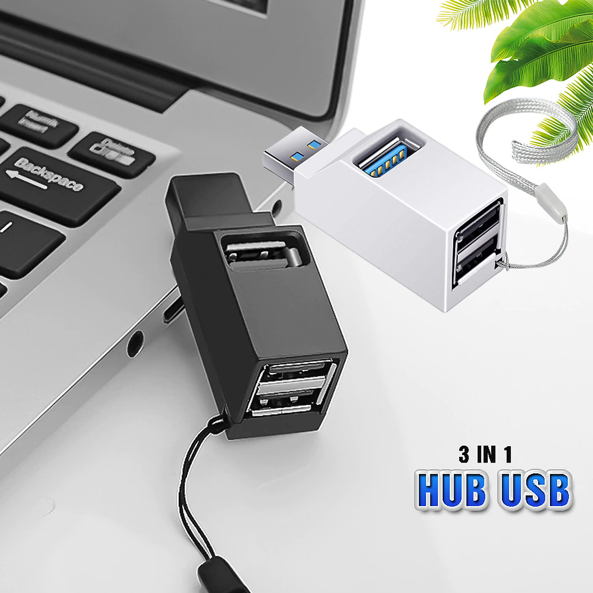 Bộ chia HUB USB 3 cổng tốc độ cao cho Máy tính, Laptop, PC, Tivi, Ô tô, xe hơi, thiết bị ngoại vi nhỏ gọn USB3.0/2.0 - Hàng chính hãng